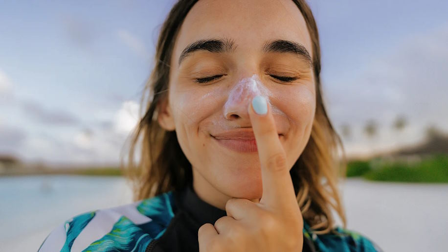 applying sunscreen